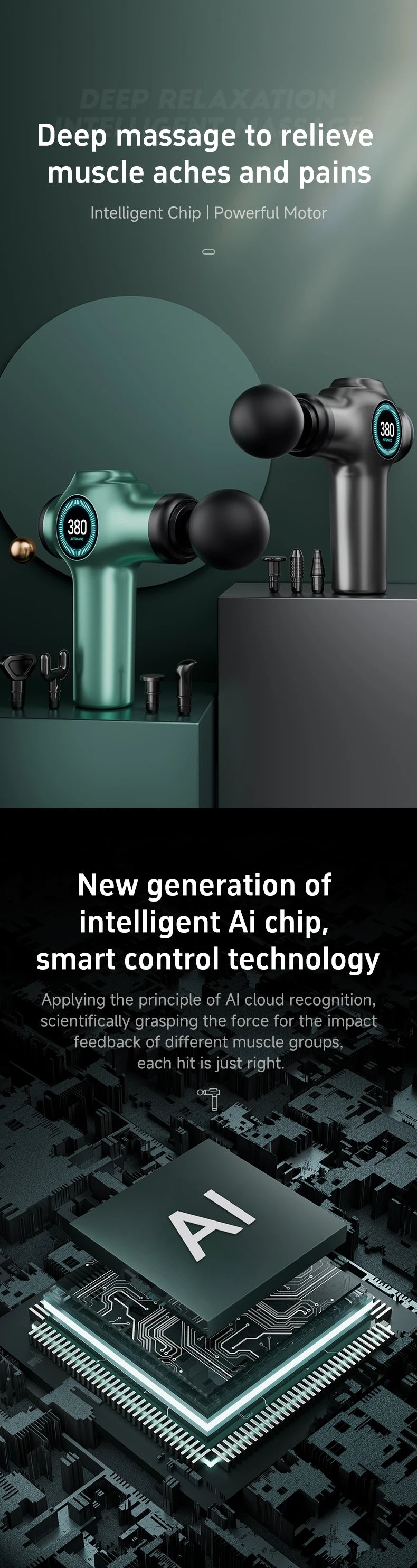 Massage Gun Deep Tissue, Muscle Fascia gun,Muscle Massage Gun for Pain Relief with 4 Massage Heads & 6 Speeds